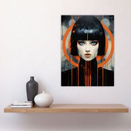 "Artery8 Wall Art Print Blade Runner Style Bullseye Woman Futuristic Portrait Poster in Black - Size: W18"" x H24""" - thumbnail 4