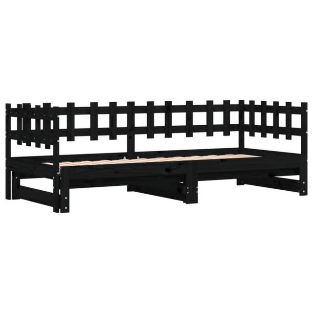 Berkfield Home Pull-out Day Bed Black 2x(90x190) cm Solid Wood Pine - image 1