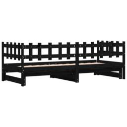 Berkfield Home Pull-out Day Bed Black 2x(90x190) cm Solid Wood Pine - thumbnail 9