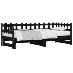 Berkfield Home Pull-out Day Bed Black 2x(90x190) cm Solid Wood Pine - thumbnail 5
