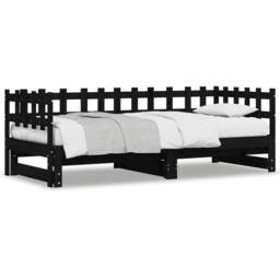 Berkfield Home Pull-out Day Bed Black 2x(90x190) cm Solid Wood Pine - thumbnail 3