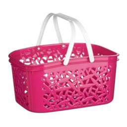 Orsina 4500ml Hot Pink Storage Basket With Crisp White Handle, Multipurpose Plastic Basket, Organizer For Toys