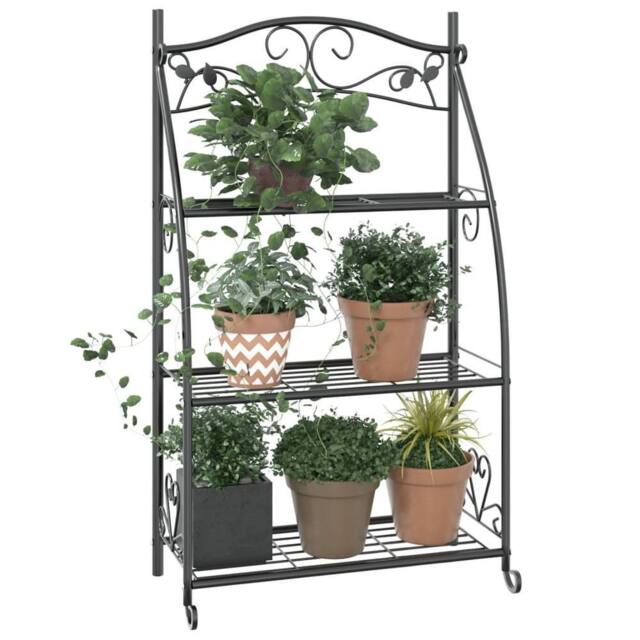 Berkfield Home Classic Flower Rack Black 56x30x96 cm Steel - Size: 56 x 30 x 96 cm - image 1