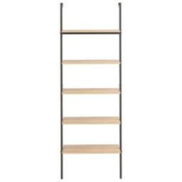 Berkfield Home Practical 5-Tier Leaning Shelf Light Brown & Black 64x35x185 cm - Size: 64 x 35 x 185 cm - thumbnail 1