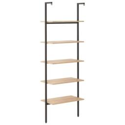 Berkfield Home Practical 5-Tier Leaning Shelf Light Brown & Black 64x35x185 cm - Size: 64 x 35 x 185 cm - thumbnail 5