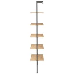 Berkfield Home Practical 5-Tier Leaning Shelf Light Brown & Black 64x35x185 cm - Size: 64 x 35 x 185 cm - thumbnail 4