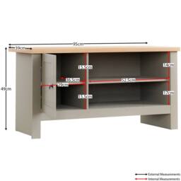SPETLEK TV Cabinet Stand Unit Sideboard Entertainment 1 Door Grey white - Size: 0.6m2 - thumbnail 2