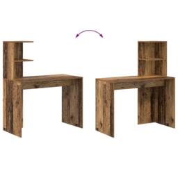Berkfield Home Old Wood Writing Desk Old wood Wood Medium Minimalistic in Brown - thumbnail 9