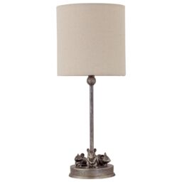First Choice Lighting Maurice - Antique Gold Mouse Table Lamp With Oatmeal Linen Shade
