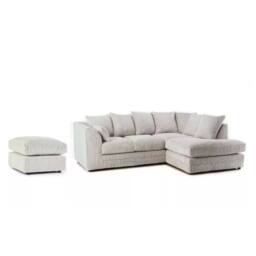 SNUG FURNITURE BIRMINGHAM LTD Jumbo Cord Right Hand Corner Sofa With FREE Footstool in Cream