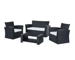 Home Detail Vegas 4 Piece Rattan Garden Furniture Lounge Set with Black Glass Topped Coffee Table - thumbnail 2