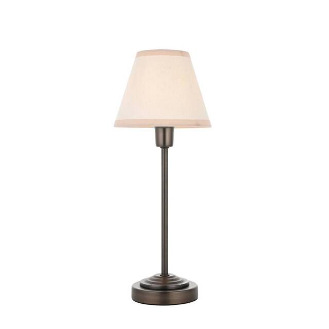 Netlighting Rise Bronze Plate Table Lamp Fabric Ivy Shade 16cm E14 in White - image 1