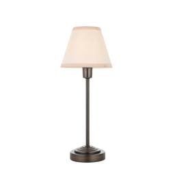 Netlighting Rise Bronze Plate Table Lamp Fabric Ivy Shade 16cm E14 in White
