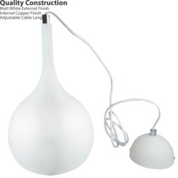 Loops Hanging Ceiling Pendant Light Matt White & Copper Kitchen Lamp Built in LED - thumbnail 4