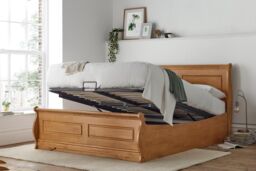 Time4sleep Marseille New Oak Wooden Ottoman Storage - Bed Frame in Brown - Size: King - thumbnail 3