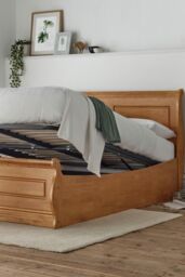 Time4sleep Marseille New Oak Wooden Ottoman Storage - Bed Frame in Brown - Size: King - thumbnail 1