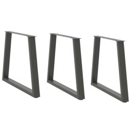 Berkfield Home Dining Table Legs V-Shape 3 pcs Anthracite 70x(72-73.3) cm Steel in Black - thumbnail 1