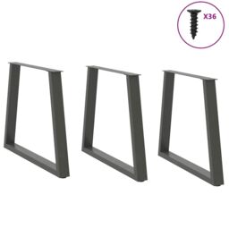 Berkfield Home Dining Table Legs V-Shape 3 pcs Anthracite 70x(72-73.3) cm Steel in Black - thumbnail 3