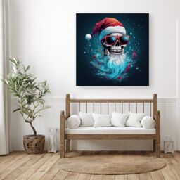 "Warren Reed - Designer Magical Santa Hat Skull Splashart Canvas - Size: W30"" x H30""" - thumbnail 1