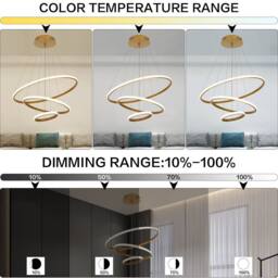 Goeco Pendant Light LED Dimmable, with Remote Control Modern Chandelier in Gold - thumbnail 7