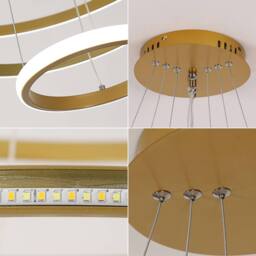 Goeco Pendant Light LED Dimmable, with Remote Control Modern Chandelier in Gold - thumbnail 8