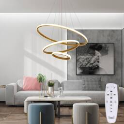 Goeco Pendant Light LED Dimmable, with Remote Control Modern Chandelier in Gold - thumbnail 3