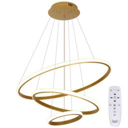 Goeco Pendant Light LED Dimmable, with Remote Control Modern Chandelier in Gold