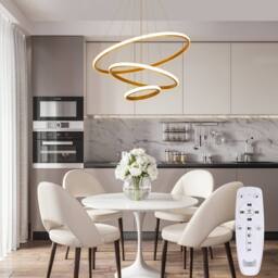 Goeco Pendant Light LED Dimmable, with Remote Control Modern Chandelier in Gold - thumbnail 2