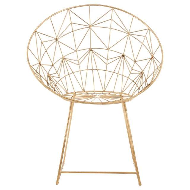 Orsina Handcrafted Gold Iron Design Chair, Geometric Design Accent Chair For Livingroom, Stylish Livingroom Chair - image 1