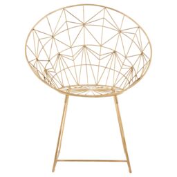 Orsina Handcrafted Gold Iron Design Chair, Geometric Design Accent Chair For Livingroom, Stylish Livingroom Chair