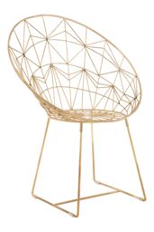 Orsina Handcrafted Gold Iron Design Chair, Geometric Design Accent Chair For Livingroom, Stylish Livingroom Chair - thumbnail 2