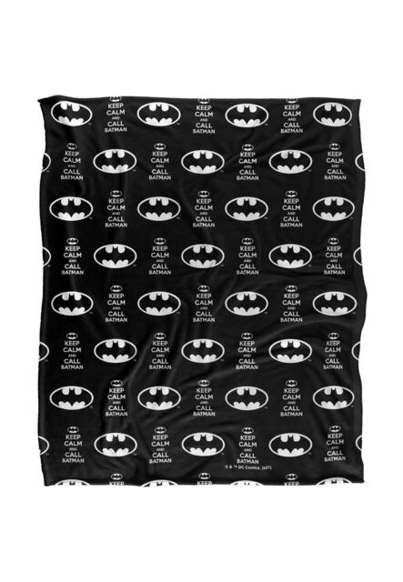 Batman Keep Calm & Call Pattern Officially Licensed Silky Touch Super Soft Throw Blanket 152x127 cm in White - image 1