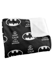 Batman Keep Calm & Call Pattern Officially Licensed Silky Touch Super Soft Throw Blanket 152x127 cm in White - thumbnail 3