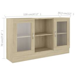 Berkfield Home Vitrine Cabinet Sonoma Oak 120x30.5x70 cm Engineered Wood in Light Beige - thumbnail 8