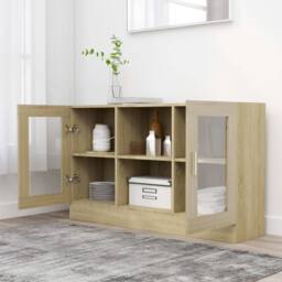 Berkfield Home Vitrine Cabinet Sonoma Oak 120x30.5x70 cm Engineered Wood in Light Beige