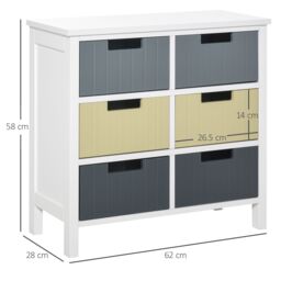 HOMCOM Chest of Drawers Storage Side Cabinet with 6 Detachable Drawers - thumbnail 3