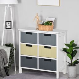 HOMCOM Chest of Drawers Storage Side Cabinet with 6 Detachable Drawers - thumbnail 1