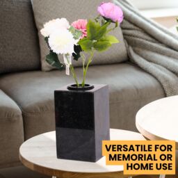 Novecrafto Granite Memorial Vase for Flowers - Solid Stone for Cemetery or Garden in Black - thumbnail 6