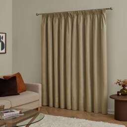 Furn The Ultimate Velvet 100% Blackout Pencil Pleat Curtain Pair in Brown - Size: 117 cm width x 183 cm drop - thumbnail 3