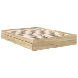 Berkfield Home Storage Bed with Drawer Sonoma Oak 140 x 200 cm Engineered Wood in Brown - thumbnail 6