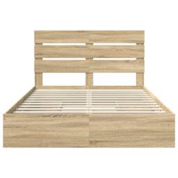 Berkfield Home Storage Bed with Drawer Sonoma Oak 140 x 200 cm Engineered Wood in Brown - thumbnail 8