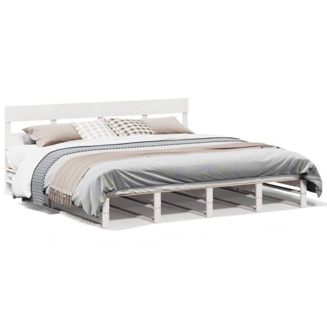 Berkfield Home Bed Frame without Mattress White 180x200 cm Super King Solid Wood Pine - image 1