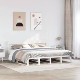 Berkfield Home Bed Frame without Mattress White 180x200 cm Super King Solid Wood Pine - thumbnail 2