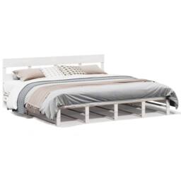 Berkfield Home Bed Frame without Mattress White 180x200 cm Super King Solid Wood Pine - thumbnail 1