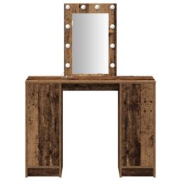 Berkfield Home Dressing Table with LED Lights Old Wood 102x33x135 cm in Brown - Size: 102 x 33 x 135 cm - thumbnail 5
