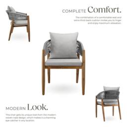 tectake Garden Chair Manacor in Beige - Size: 4 Person - thumbnail 3