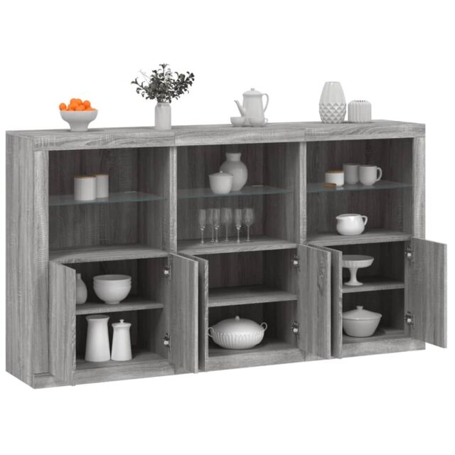 Berkfield Home Sideboard with LED Lights Grey Sonoma 181.5x37x100 cm - image 1