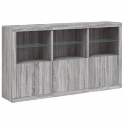Berkfield Home Sideboard with LED Lights Grey Sonoma 181.5x37x100 cm - thumbnail 3