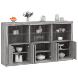 Berkfield Home Sideboard with LED Lights Grey Sonoma 181.5x37x100 cm - thumbnail 1