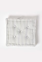Homescapes Cotton Thin Stripe Floor Cushion in Light Grey - Size: 50 cm x 50 cm - thumbnail 3